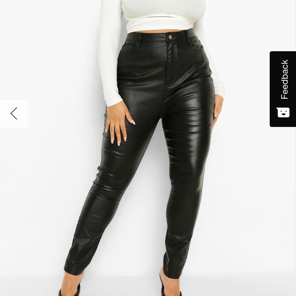 Plus Pu Coated Skinny Jeans